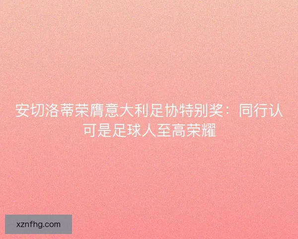 安切洛蒂荣膺意大利足协特别奖：同行认可是足球人至高荣耀