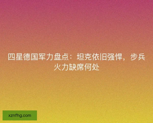 四星德国军力盘点：坦克依旧强悍，步兵火力缺席何处