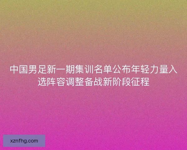 中国男足新一期集训名单公布年轻力量入选阵容调整备战新阶段征程